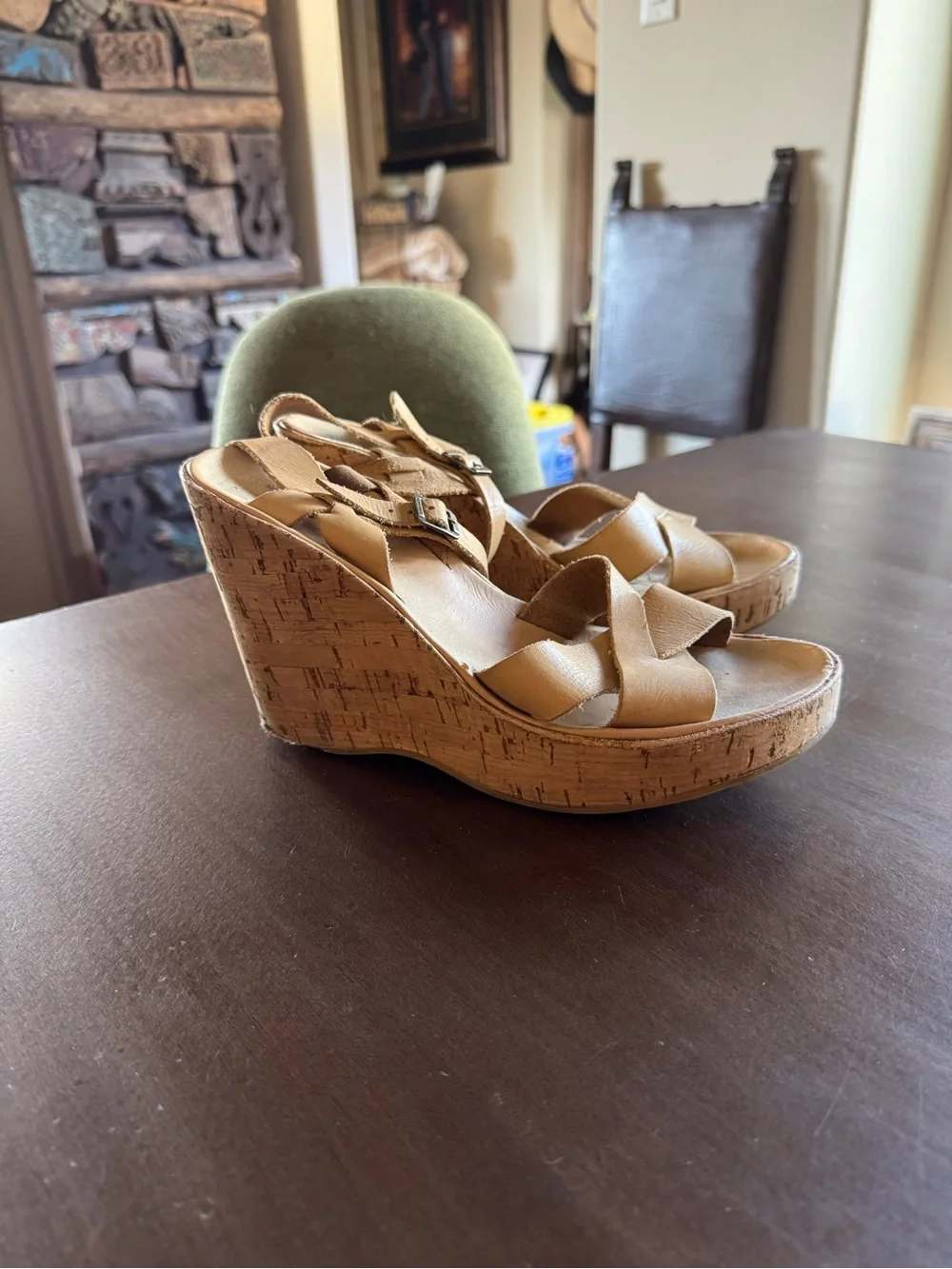 Kork-Ease Tan Cork Wedge Sandals